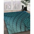 thumbnail image 3 of Ahgly Company Tapis d'Intérieur Ronds Transitionnels Lavables à la Machine Vert Sarcelle Profond, 3 Pieds Rond, 3 of 7