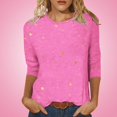 thumbnail image 2 of AherBiu T-Shirts pour Femmes à Manches 3/4, Coupe Ample, Col Ras du Cou Décontracté, Imprimé Graphique, Automne, T-Shirts Confortables, 2 of 5