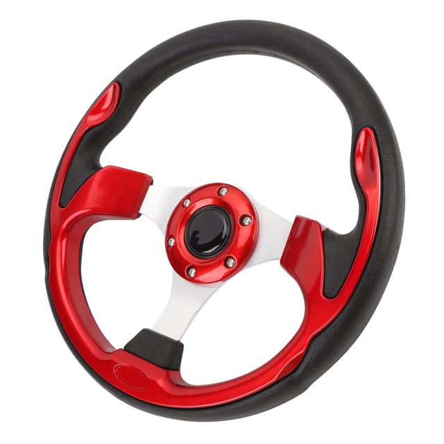 Universal 13in Racing Style PU Aluminum Comfortable Grip 6 Hole Car Steering Wheel with Horn Button Ideal for Racing Enthusiasts