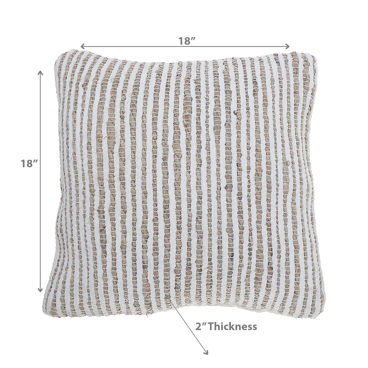 Micro Chenille Et Jute De Jute Blanc Blanc 18 X 18 - Ensemble De 2