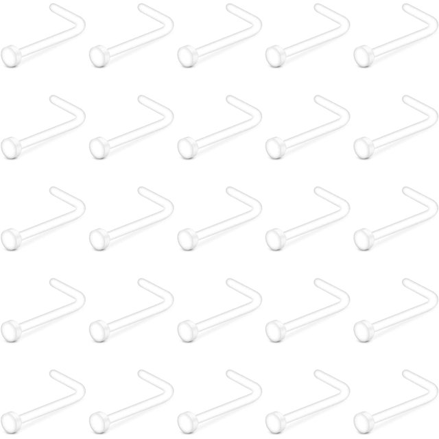 ORUYROP Clear Nose Rings Studs Clear Piercing Retainer Set Septum Lip Cartilage Tongue Rook Daith Ear Industrial Nipple Belly Clear Piercing Jewelry for Work Surgery