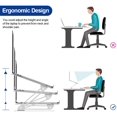 thumbnail image 4 of Support d'Ordinateur Portable en Aluminium, Support Ergonomique Réglable pour Ordinateur Portable, Support de Rehausseur Compatible avec Air, Pro, Dell, HP, Lenovo et Plus, 10-15.6 Pouces, Noir - Argent, 4 of 8