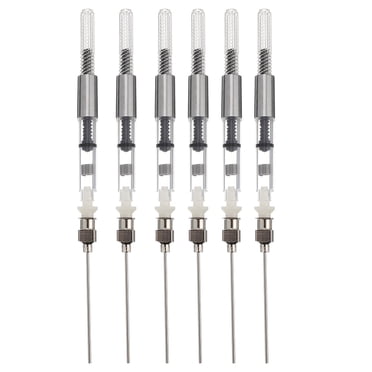 Fountain Pen with Cartridges 6Pack Silver Cylindrical Stainless Steel for Writing