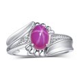 thumbnail image 1 of RYLOS Rings for Women Sterling Silver Swirl Z Ring 7X5MM Oval Gemstone &  Diamond Rings July Star Ruby Jewelry Size 5, 1 of 7