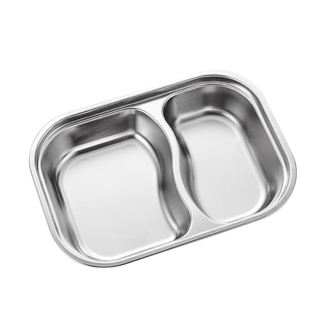 Aihimol Plateau d'Assiettes Compartimentées en Acier Inoxydable, Plat de Service Compact, Collation pour le Souper, Plats de Camping