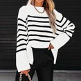 thumbnail image 2 of Yuyuzo Womens Sweaters Stripes Long Sleeve Crew Neck Pullover Jumper Tops Basic Ribble Knit Fall Blouse, 2 of 6