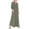 thumbnail image 2 of Bramtres Robes Maxi, Robes de Vacances, Robe Chemise Longue Décontractée pour Femme en Coton et Lin à Boutons avec Poches, Longues Robes, Robe à Manches Longues, Robes Modestes, Vert 1 Robe, 3TG, 2 of 4