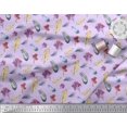 thumbnail image 3 of Soimoi Purple Cotton Jersey Fabric Feather & Floral Print Sewing Fabric Yard 58 Inch Wide, 3 of 5