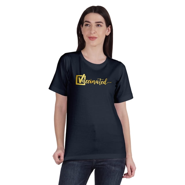 Inkmeso T-shirt à Col Rond Vacciné Pro-Vaccin en Coton pour Femmes