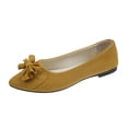 thumbnail image 1 of Xfvqtps Womens Pointed Toe Bow Flats Colorful Quilted Insole Comfortable Casual Flat Shoes for Work Leisure Yellow, 1 of 5
