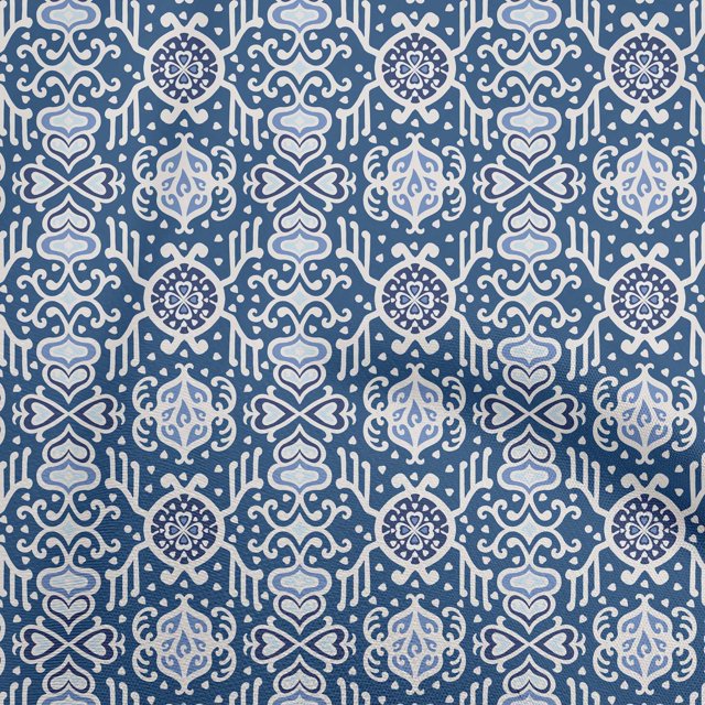 oneOone Cotton Flex Dark Blue Fabric Floral Sewing Craft Projects Fabric Prints By Yard 40 Inch Wide