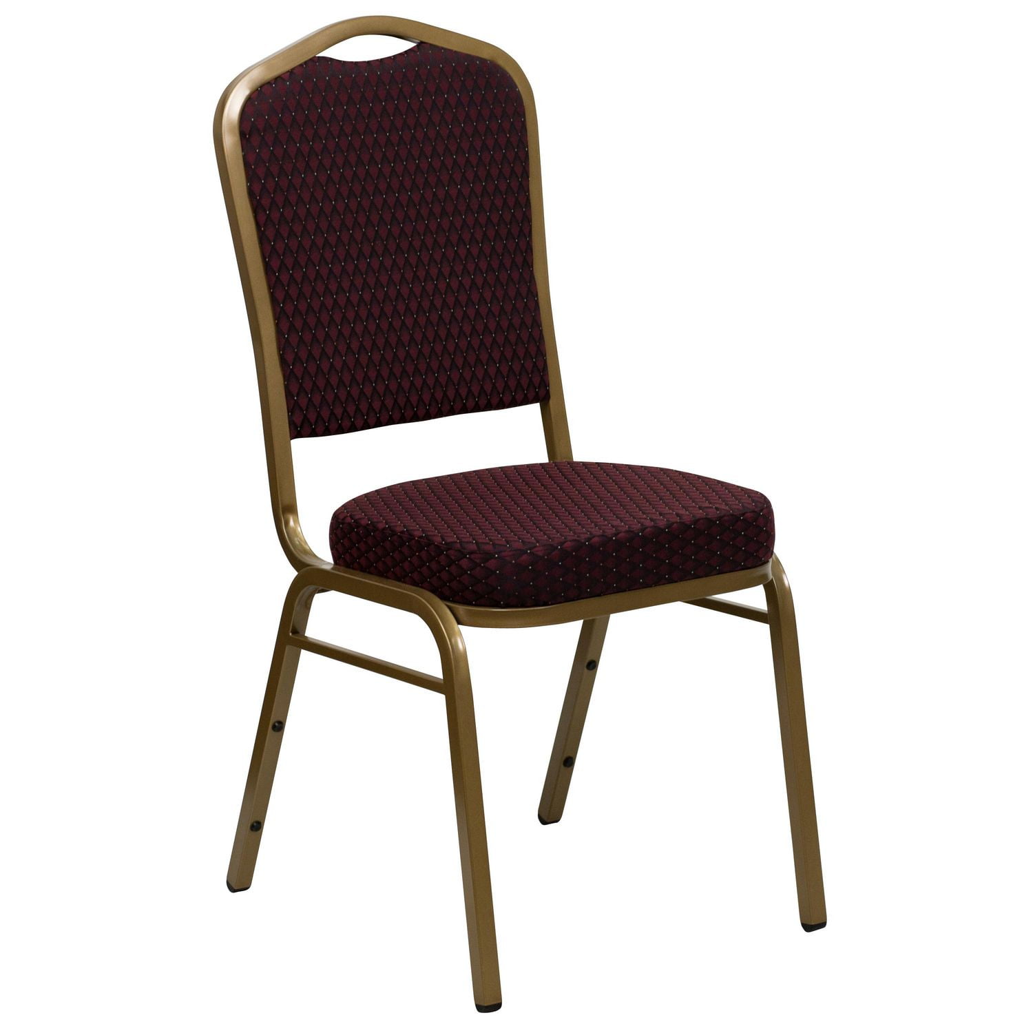 HERCULES Series Crown Back Stacking Banquet Chair in Burgundy Fabric - Gold Frame