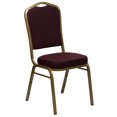 thumbnail image 1 of HERCULES Series Crown Back Stacking Banquet Chair in Burgundy Fabric - Gold Frame, 1 of 9