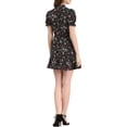 thumbnail image 3 of INSPIRE CHIC Women's Ruffle Dress Summer Chiffon Tie Neck Puff Short Sleeve Floral Smock Dress M Black-White, 3 of 7