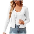 thumbnail image 1 of SNKSDGM My Items Womens Long Sleeve Cropped Lightweight Cardigan Button Down Sweaters V Neck Made in Canada, 1 of 7