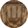 thumbnail image 1 of Ahgly Company Tapis d'Intérieur Lavable à la Machine, Carré, Transitionnel, Brun Cannelle, Tapis de Zone, 3 Pieds Carré, 1 of 7
