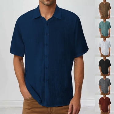 FNFYFH Liquidation 2025 Chemises Grandes Tailles pour Hommes Chemises à Boutons Chemises en Coton à Manches Courtes pour Hommes Chemises Boutonnées Unies Décontractées à Col Hauts d'Été Jaune,TTTG