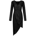 thumbnail image 1 of Pompotops Mode Femmes Robe Aguichant à Manches Longues Robes Formelles Col en V Paillettes Fête Bureau Robes et Robes de Soirée, 1 of 5