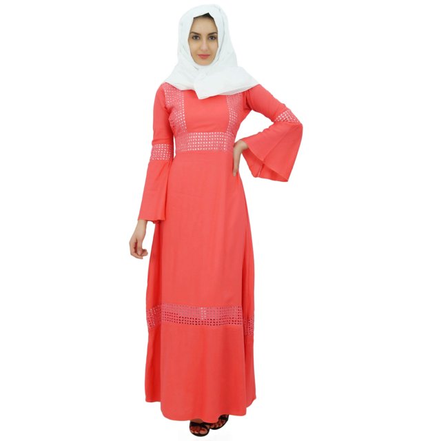 Bimba Robe Abaya Maxi à Manches Kimono pour Femmes Musulmanes Pashmina Jilbab avec Hijab