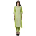 thumbnail image 1 of Moomaya Kurtis Droits Imprimés pour Femmes, Col en V, Manches Retroussables, Kurta Tunique, 1 of 6