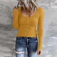 thumbnail image 1 of WILLBEST Womens Shirts Trendy 2025 Women Long Sleeve T Shirts Button Down Slim Fit Tops Neck Ribbed Knit Shirts, 1 of 6