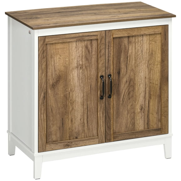 HOMCOM Armoire de Rangement, Buffet avec Doubles Portes Chêne Foncé