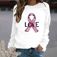 thumbnail image 2 of Chemises Décontractées Amples pour Femmes à Imprimé Ruban, T-Shirts à Manches Longues, Col Rond, Coupe Régulière, Blouses, chandail-Over, Manches Longues, P-20 Blanc TG, 2 of 4