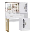 thumbnail image 1 of GloryStar Coiffeuse de 45 Pouces avec Design Cannelé, Miroir Éclairé avec 3 Réglages de Couleur, Grand Rangement d'Armoire et de Tiroir, Station de Recharge, 1 of 7