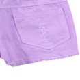 thumbnail image 2 of Baby Girls Casual Denim Shorts Solid Color High Waist Button Ripped Jeans with Side Pockets Purple 2-3 Years, 2 of 5