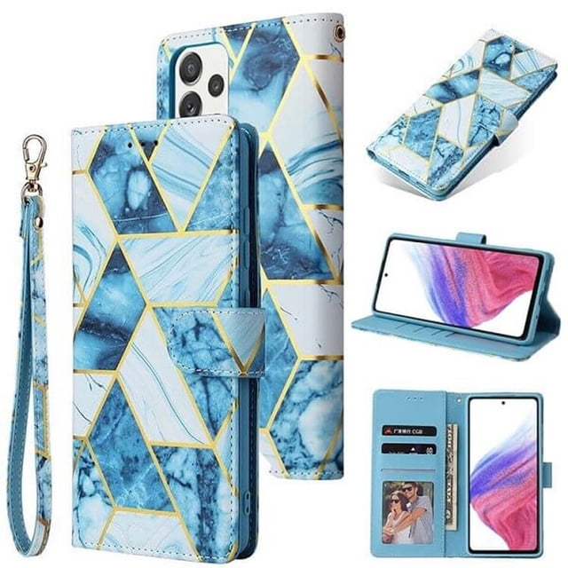 Supershield Samsung Galaxy S22 Plus 5G Wallet Case Marvel Leather Card Holder Flip Protective Shockproof Magnetic Cover - Blue