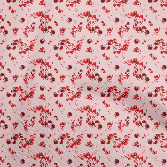 oneOone Cotton Cambric Red Fabric Abstract Floral Sewing Craft Projects Fabric Prints By Yard 56 Inch Wide