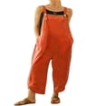 thumbnail image 1 of Combinaisons Amples pour Femmes à Ourlet Tulipe, Salopettes Amples à Encolure Carrée Sans Manches, Pantalons à Bavette avec Poches, Grande Taille, 1 of 6