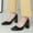 Black, variant on Bmisegm Fashion Autumn Women Casual Shoes High Heel Chunky Heel Pointed Toe Solid Color Shallow Mouth Slip OnCasual Shoes for Women Beige 40