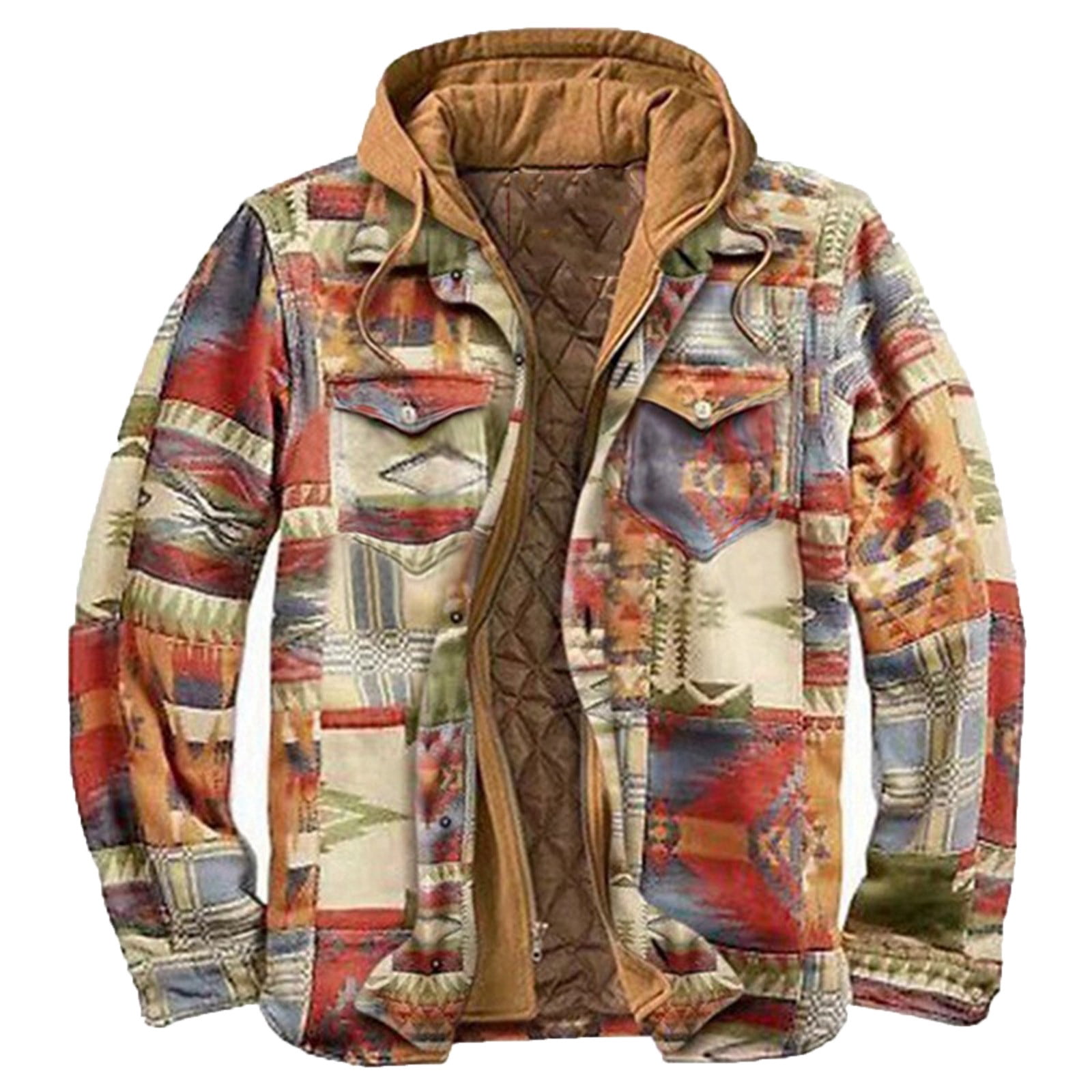 Men Casual Thick Cotton-padded Non-positioning Printing Hooded Zipper Jacket