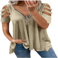thumbnail image 1 of T-shirt pour Femmes à Motif Imprimé Léopard, Manches Courtes, Col en V, 1 of 2