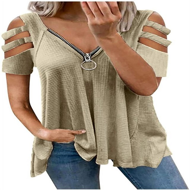 T-shirt pour Femmes à Motif Imprimé Léopard, Manches Courtes, Col en V