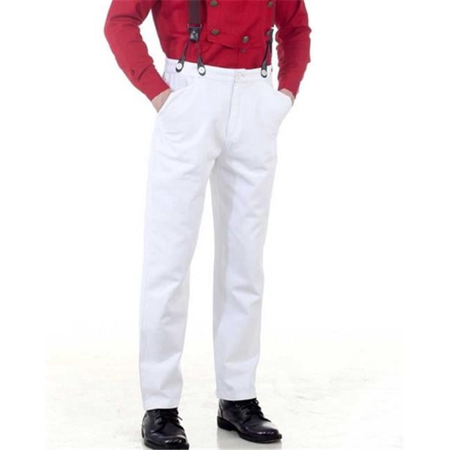 C1330 Pantalon Steampunk Classique&44; Blanc - 3XL