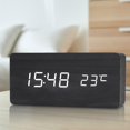 thumbnail image 4 of yuksok Digital Alarm Clock USB/Battery Wooden Setting LED for Office Home Decor Black, 4 of 9