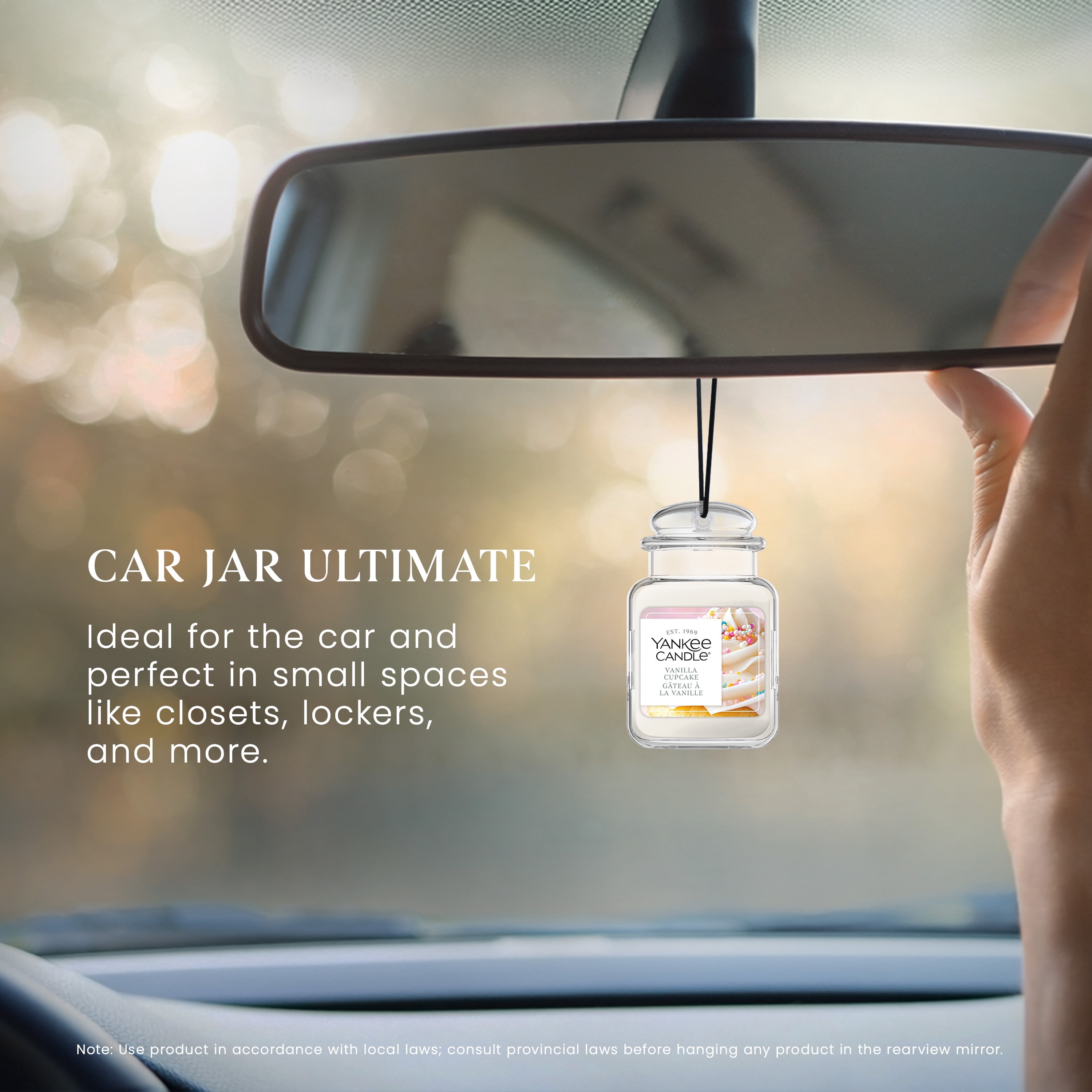 Désodorisant de voiture Yankee Candle Car Jar Ultimate, parfum Gâteau à la vanille - neutralise les odeurs jusqu’à 30 jours
