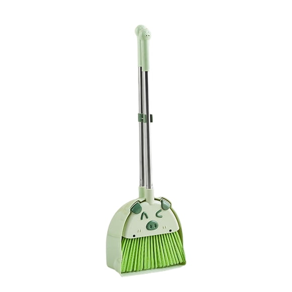 Ensemble Mini Balai et Porte-Poussière pour Enfants, Ensemble de Jouets de Nettoyage pour Tout-Petits, Éducatif, Vert