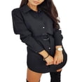 thumbnail image 1 of Women Shirt Dress Long Sleeve Button Down Blouse Top Mini Work Dress, 1 of 6