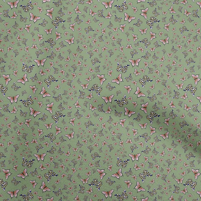 oneOone Viscose Chiffon Light Green Fabric Butterflies Craft Projects Decor Fabric Printed By The Yard 42 Inch Wide