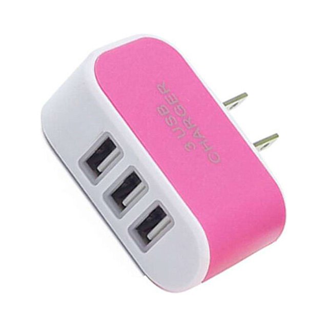 Universal Candy Color 3 USB Multi-Port Wall Charger US 3 port wall Plug Wall Adapter Cube Block AC 110-220V 5V