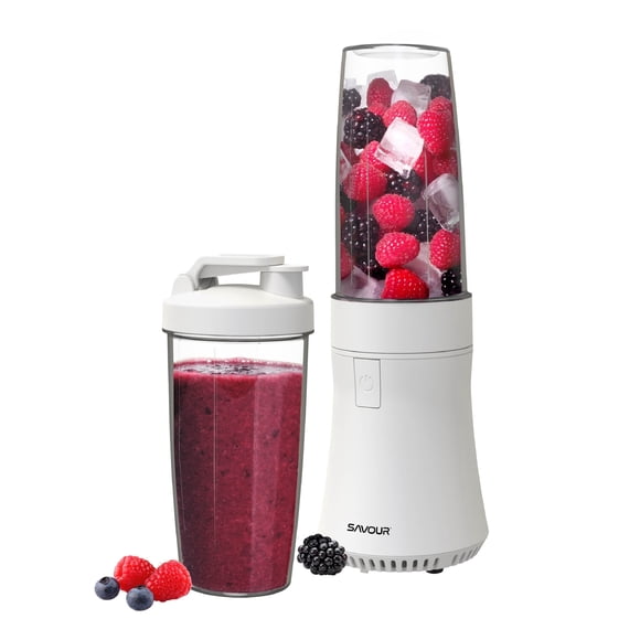 Savour by Tzumi Mélangeur à Smoothies Mini 300 W – Mélangeur Mini de Comptoir 18 Oz pour Smoothies, Sauces, Cocktails et Plus