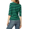 thumbnail image 3 of INSPIRE CHIC T-Shirt pour Femme à Manches au Coude, Col Rond, Coupe Ajustée, Basique, Décontracté, Imprimé, m Vert Bleu Foncé, 3 of 8