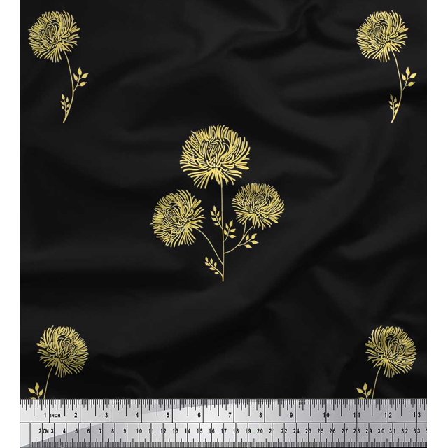 Soimoi Poly Georgette Fabric Wild Flower Print Fabric by The Yard 52 Inch Wide