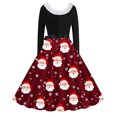 thumbnail image 3 of TIMIFIS Robes de Noël pour Femmes, Robes Maxi pour Femmes Robe Vintage de Vacances Manches Longues Col en V en Fourrure Robe Dos Nu, 3 of 3