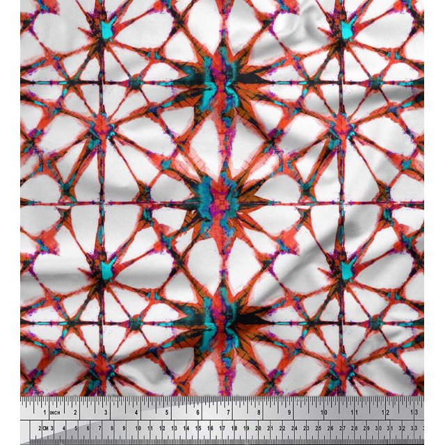 Soimoi Modal Satin Fabric Floral Tie-Dye Decor Fabric Printed Yard 42 Inch Wide