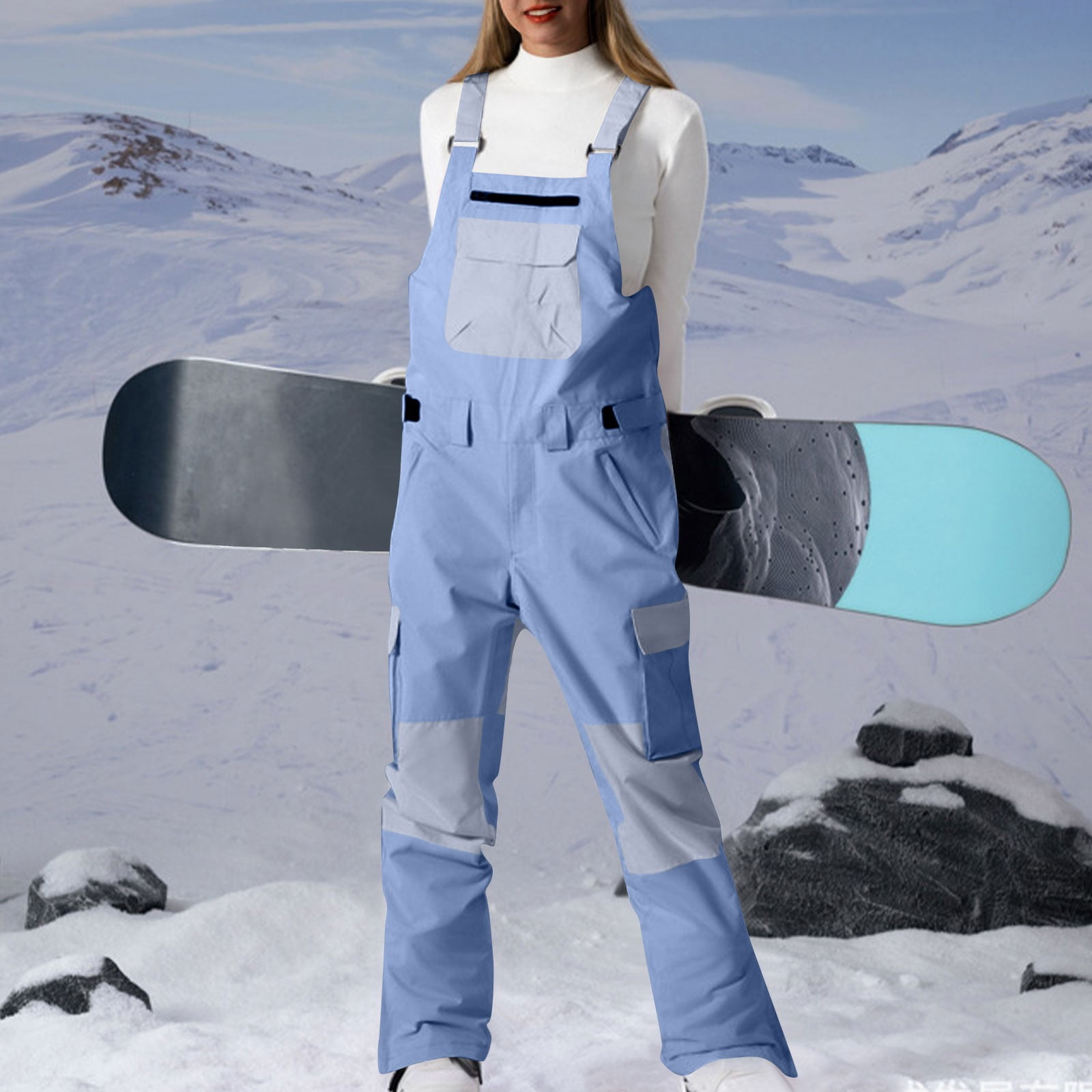 TIMIFIS Femmes et Hommes Snow Salopette Ajustable Pantalon Salopette Résistant à l'Usure Randonnée Escalade Pantalon de Ski Isolé avec Poches