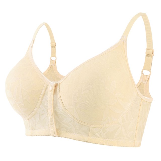 VEKDONE Woman's Solid Color Thin Style Ventilate Large Size Bra Without Steel Rim Khaki 44/100